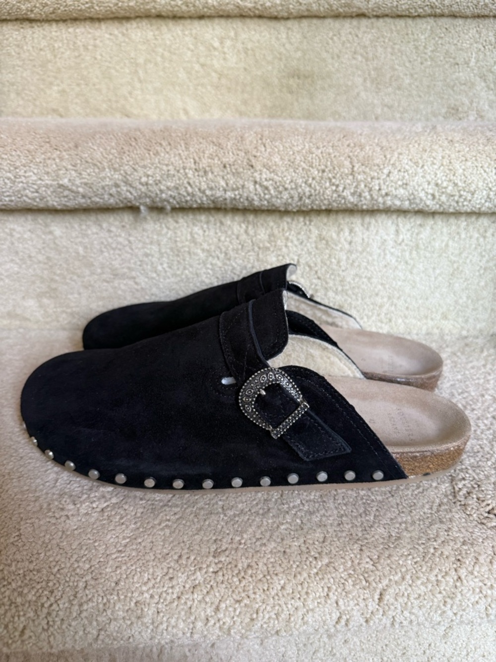 sezane lotta mule size 42 Men's Black Suede Studded Slip-On Clog